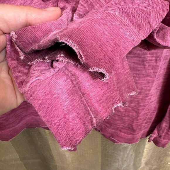 PINK Victorias Secret Washed Berry Distressed Long Sleeve T Shirt Large - Picture 6 of 7